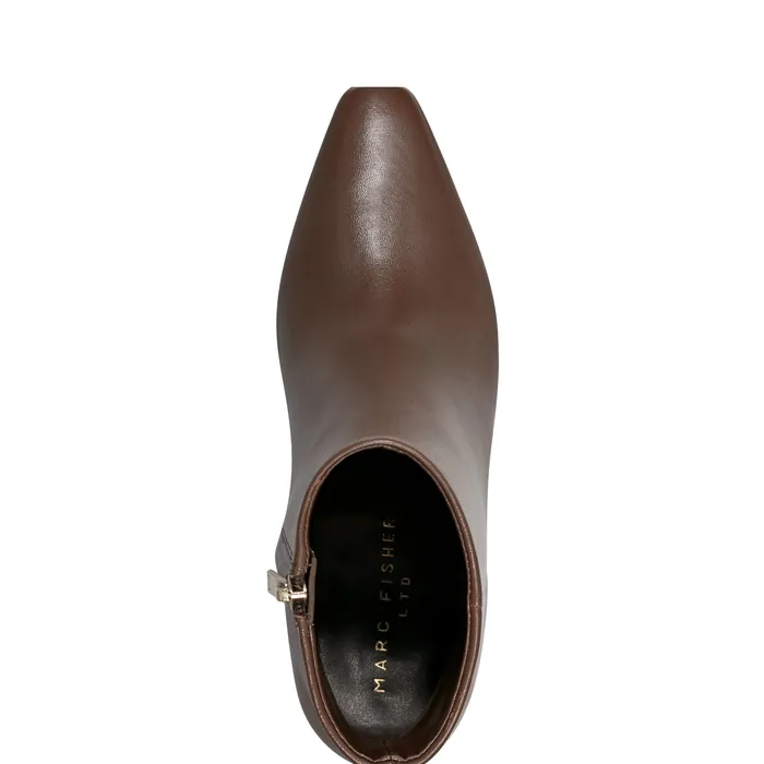 Boots and Booties Marc Fisher Women Yanara Heeled Bootie Dark Brown Leather