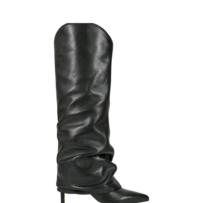 Boots and Booties Women Marc Fisher Nairine Foldover Dress Boot Black Leather