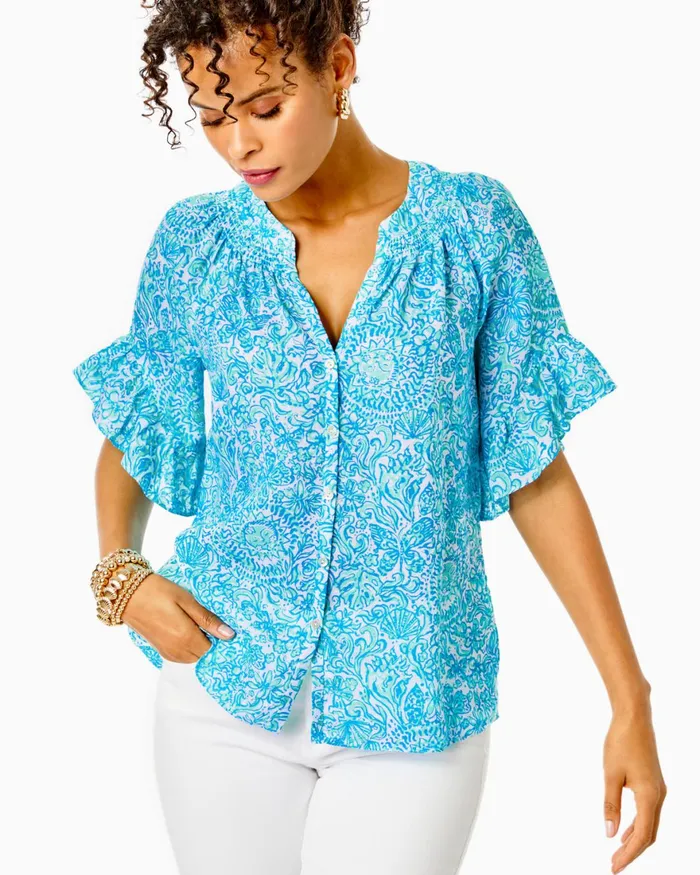 Bottoms Women Lilly Pulitzer 27034 South Ocean High Rise Straight Leg Jean Lemon Meringue