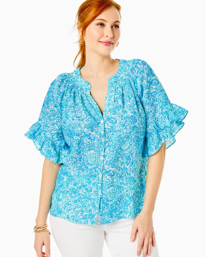 Bottoms Women Lilly Pulitzer 27034 South Ocean High Rise Straight Leg Jean Lemon Meringue