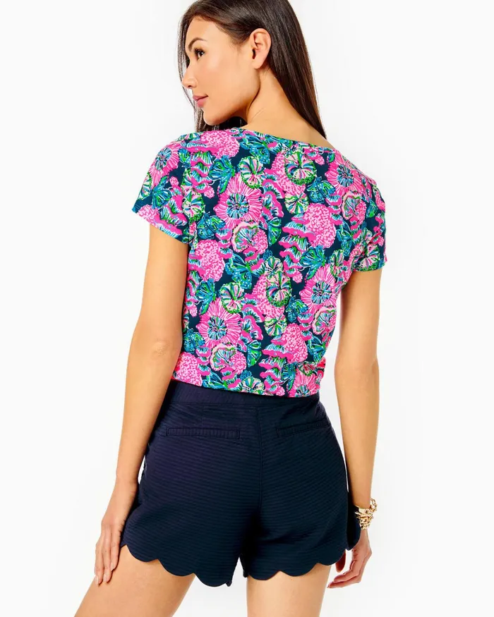 Bottoms Women Lilly Pulitzer 5034 Buttercup Scallop Hem Short True Navy