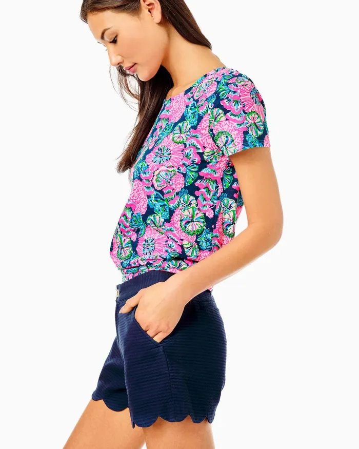 Bottoms Women Lilly Pulitzer 5034 Buttercup Scallop Hem Short True Navy
