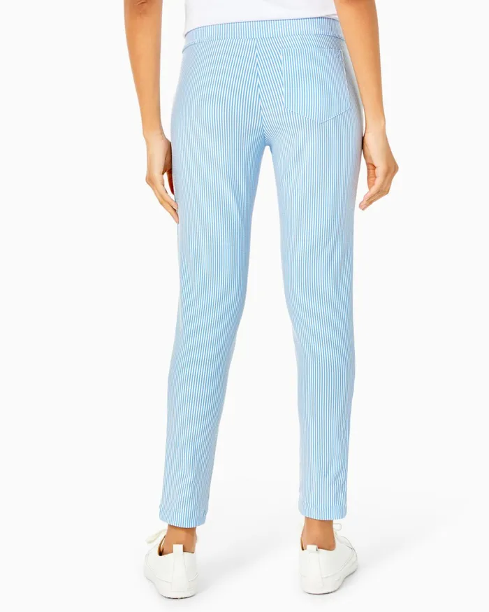 Bottoms Women Lilly Pulitzer UPF 50 Luxletic 28034 Corso Pant Blue Peri Performance Seersucker