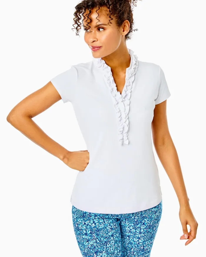 Bottoms Women Lilly Pulitzer UPF 50 Luxletic 28034 Corso Pant Blue Peri Performance Seersucker