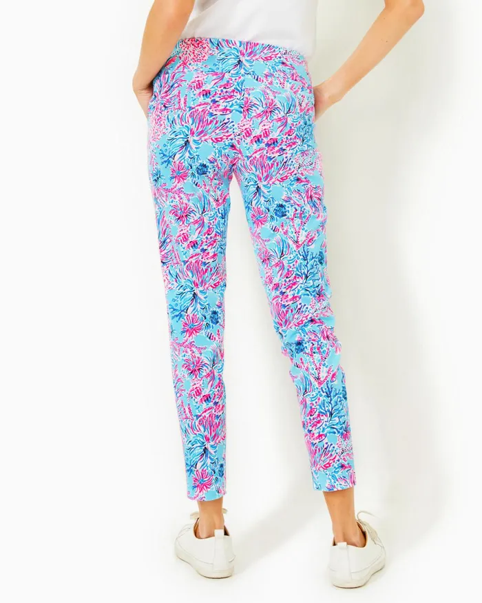Bottoms Women Lilly Pulitzer UPF 50 Luxletic 28034 Corso Pant Celestial Blue Seek And Sea Golf