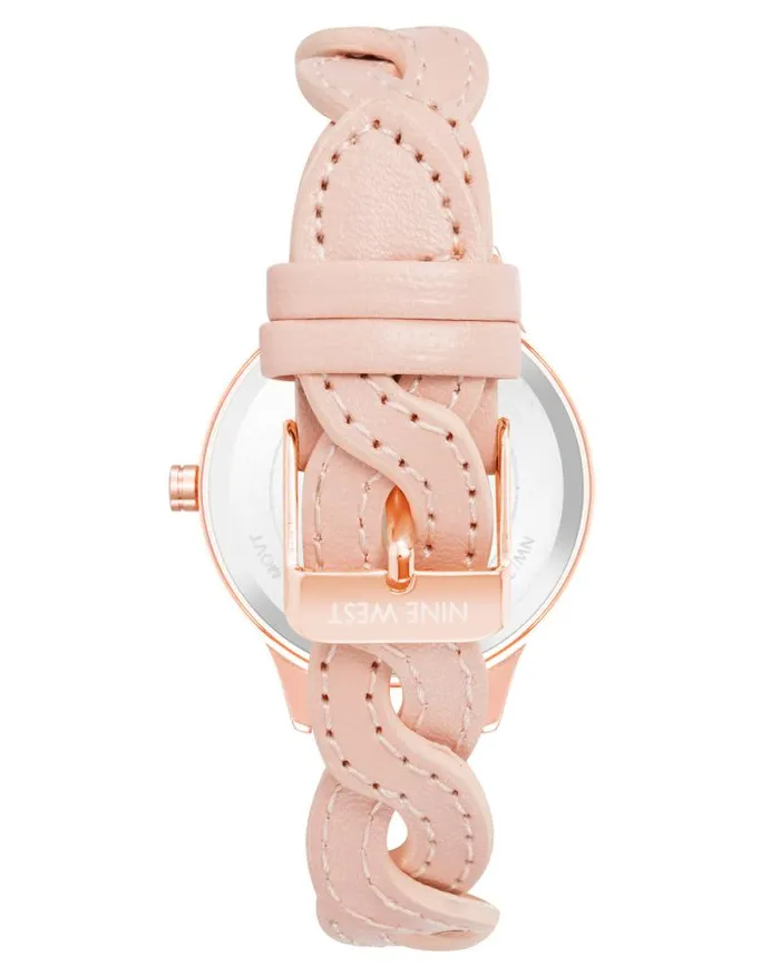 Braid Patterned Strap Watch Pink Women Nine West Straps Braid Patterned Strap Watch Pink Women Nine West Straps
