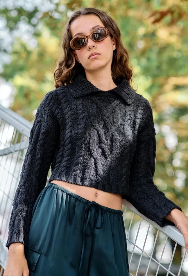 Branca Gray Cotton Pullover Women Ciao Lucia Polo Sweaters