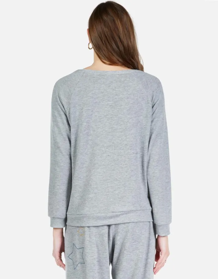 Brenna Color Star Embroidery Heather Grey Women Lauren Moshi Long Sleeve