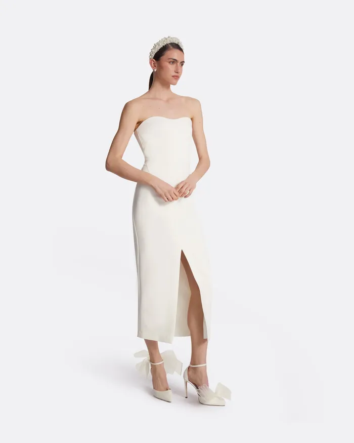 Bridal Safiyaa Women Peggie Ivory Midi Dress Ivory