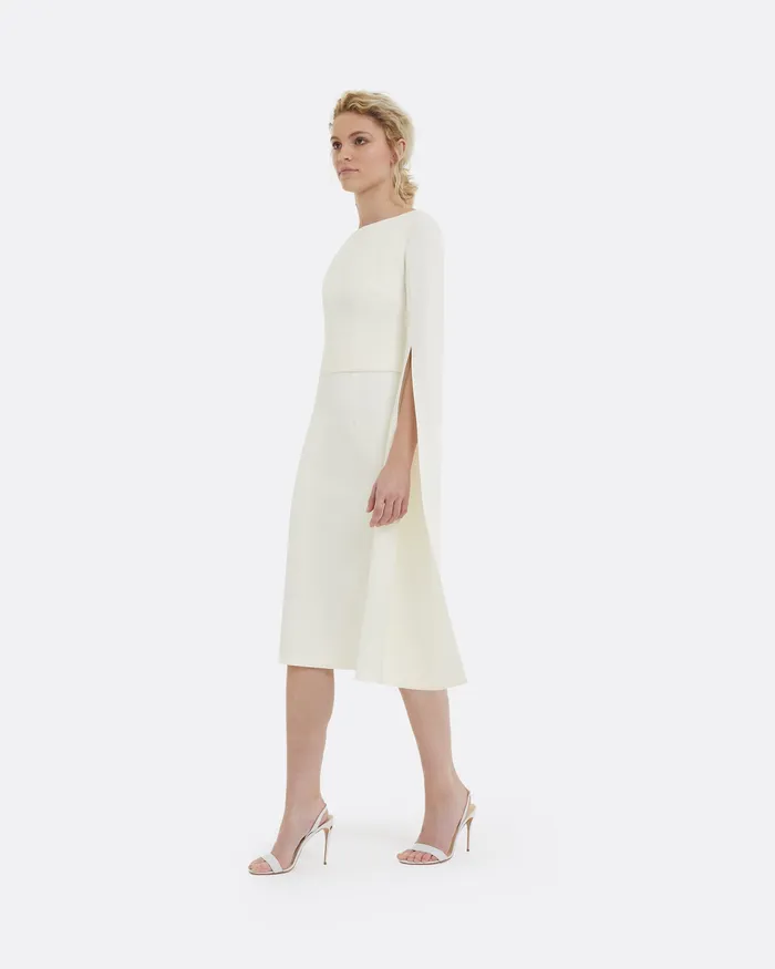 Bridal Women Octavia Flower Bud Embroidered Midi Dress Ivory Safiyaa