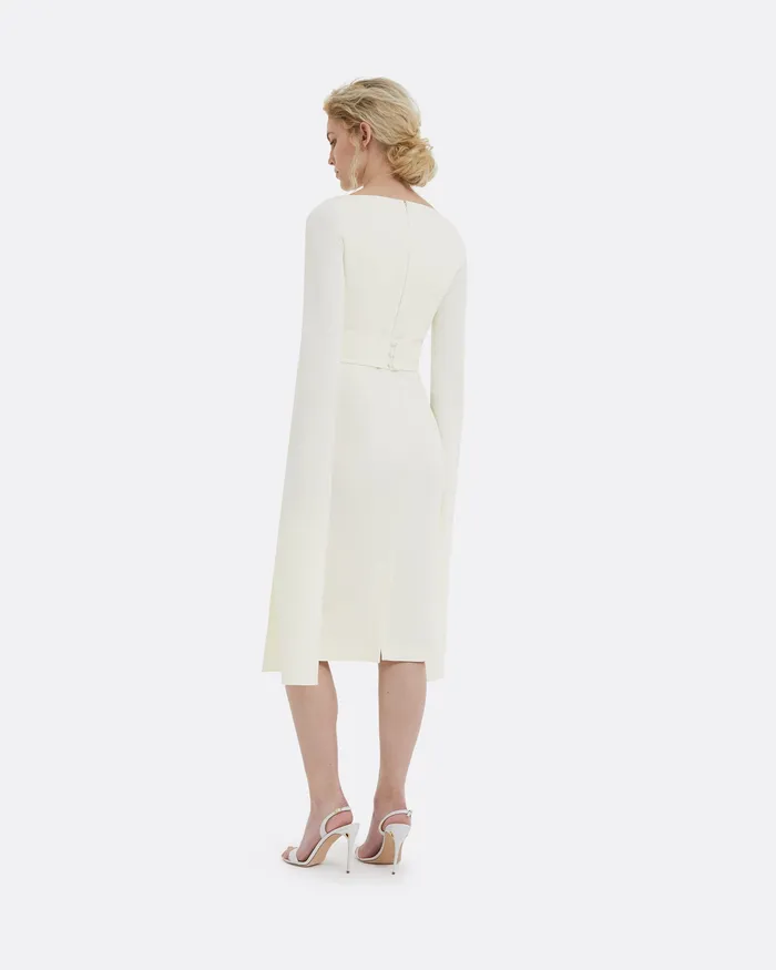 Bridal Women Octavia Flower Bud Embroidered Midi Dress Ivory Safiyaa