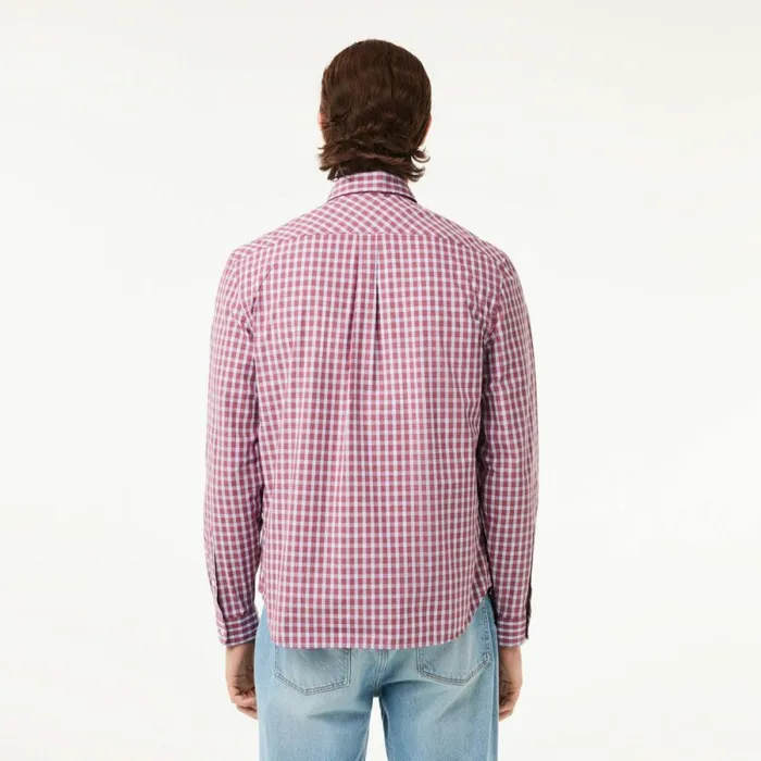 Button Down Shirts Men Lacoste Men039s Checked Poplin Shirt Bordeaux White Iny