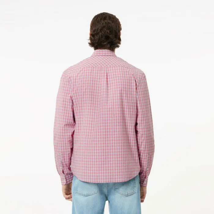 Button Down Shirts Men Lacoste Men039s Checked Poplin Shirt Pink White Ige