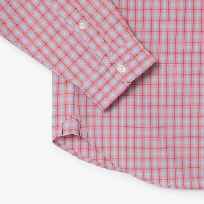 Button Down Shirts Men Lacoste Men039s Checked Poplin Shirt Pink White Ige