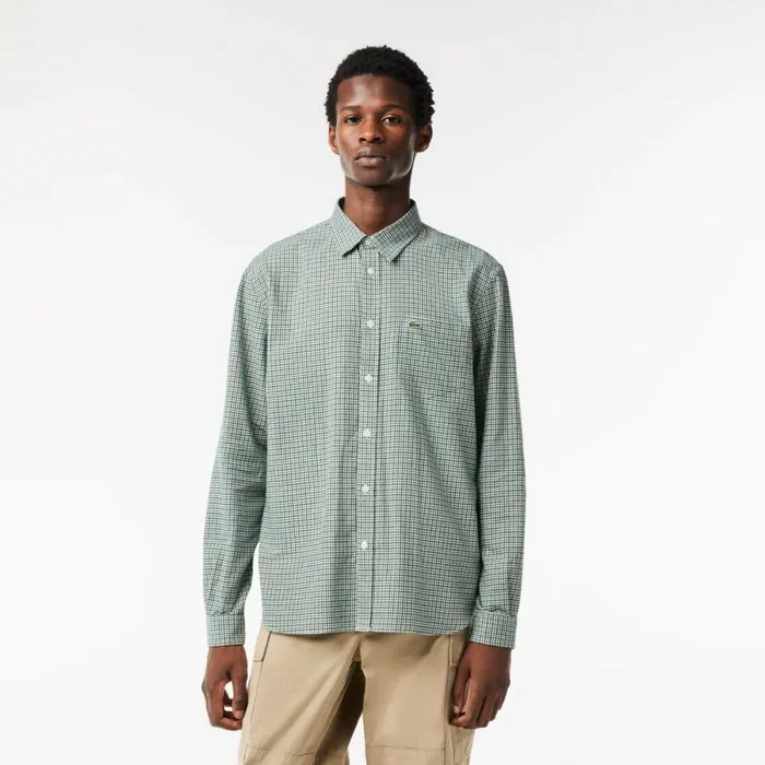 Button Down Shirts Men Lacoste Men039s Cotton Flannel Shirt Green White Dcj