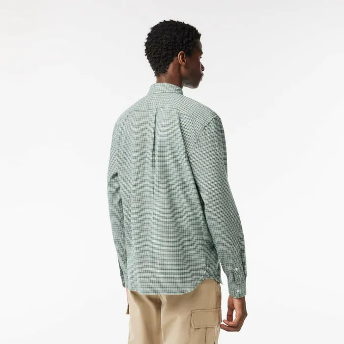 Button Down Shirts Men Lacoste Men039s Cotton Flannel Shirt Green White Dcj