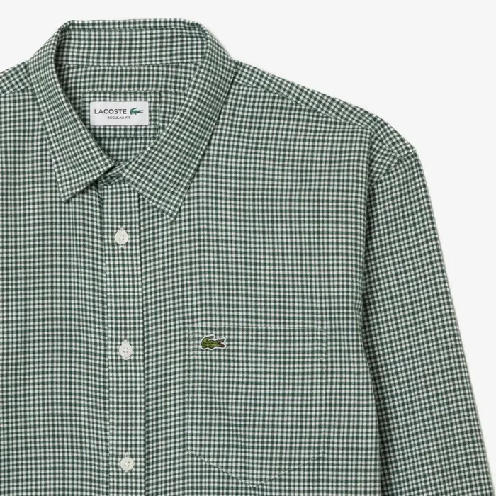 Button Down Shirts Men Lacoste Men039s Cotton Flannel Shirt Green White Dcj