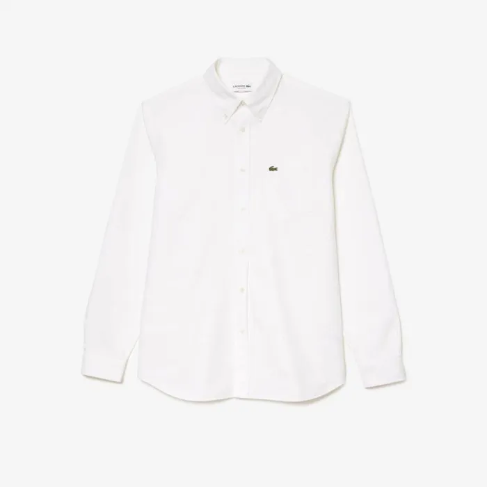 Button Down Shirts Men Lacoste Men039s Regular Fit Cotton Oxford Shirt White 001