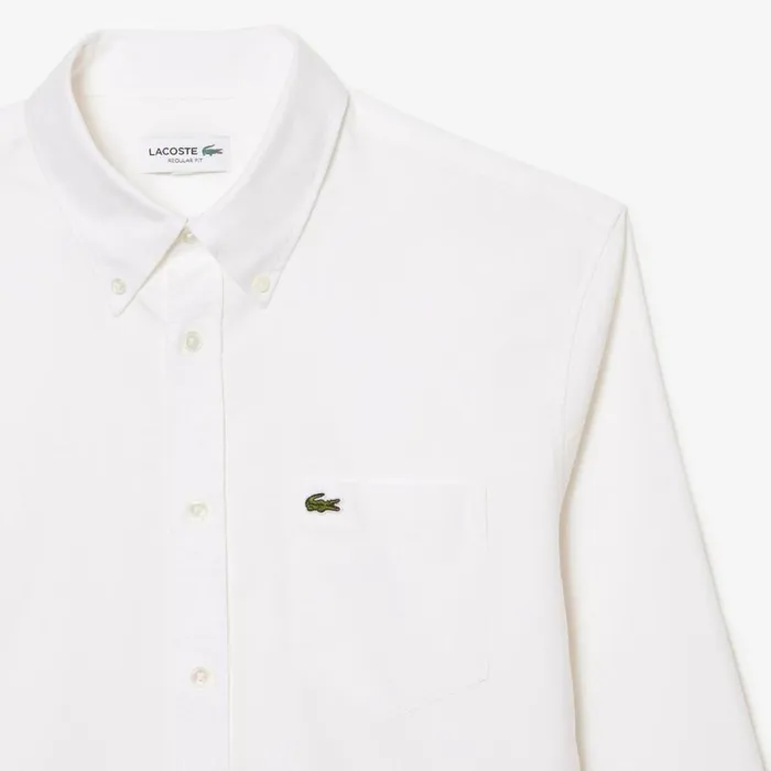 Button Down Shirts Men Lacoste Men039s Regular Fit Cotton Oxford Shirt White 001