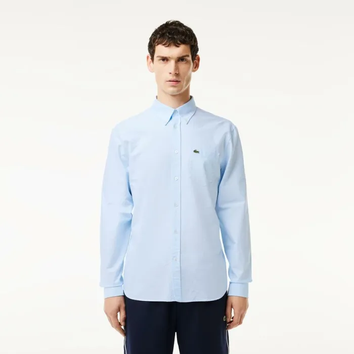 Button Down Shirts Men Lacoste Men039s Regular Fit Cotton Oxford Shirt White Blue F6z