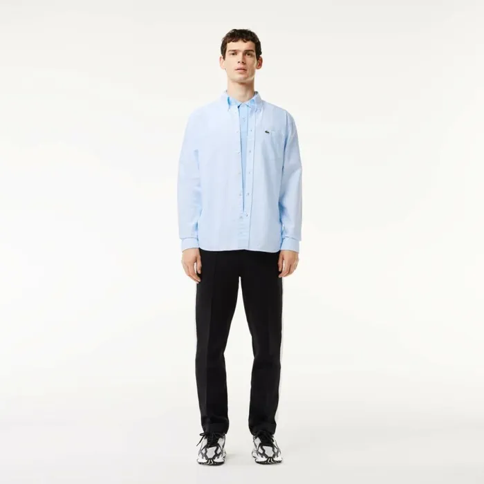 Button Down Shirts Men Lacoste Men039s Regular Fit Cotton Oxford Shirt White Blue F6z