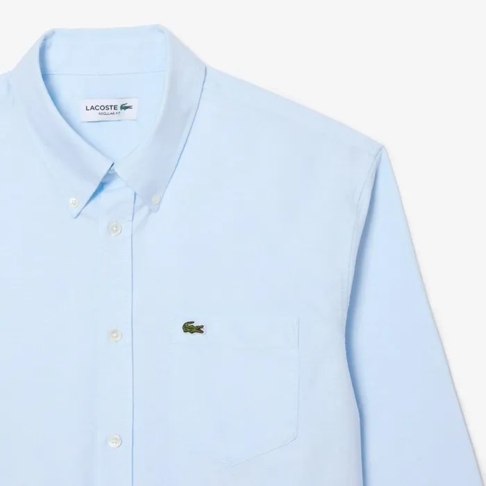 Button Down Shirts Men Lacoste Men039s Regular Fit Cotton Oxford Shirt White Blue F6z