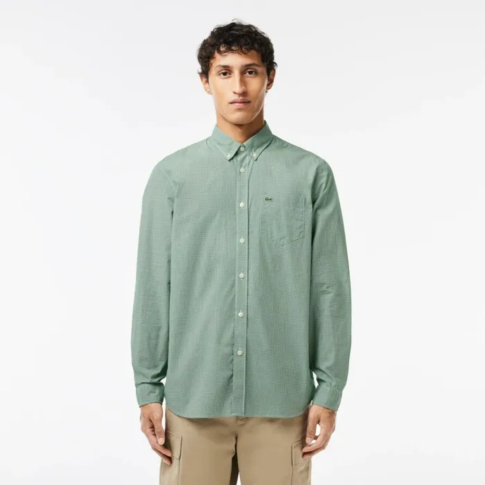 Button Down Shirts Men Lacoste Men039s Regular Fit Gingham Poplin Shirt White Green 737 Button Down Shirts Men Lacoste Men039s Regular Fit Gingham Poplin Shirt White Green 737