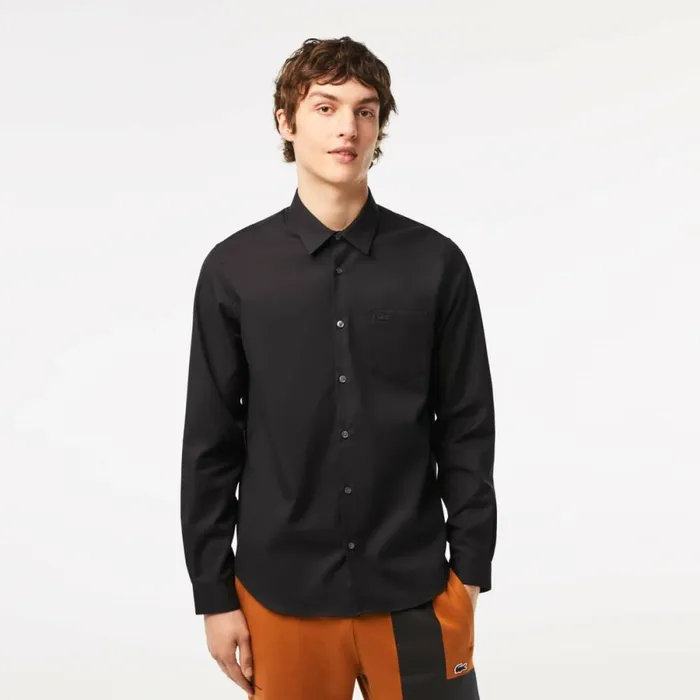 Button Down Shirts Men Lacoste Men039s Regular Fit Solid Cotton Shirt Black 031