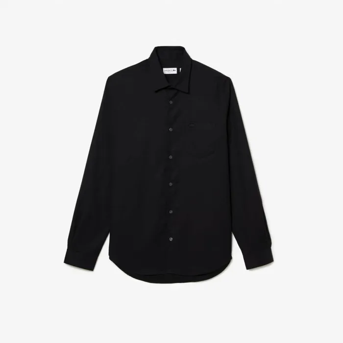Button Down Shirts Men Lacoste Men039s Regular Fit Solid Cotton Shirt Black 031