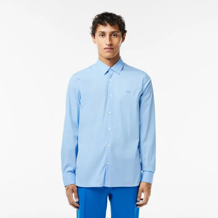 Button Down Shirts Men Lacoste Men039s Slim Fit French Collar Cotton Poplin Shirt Pastel Blue Hbp