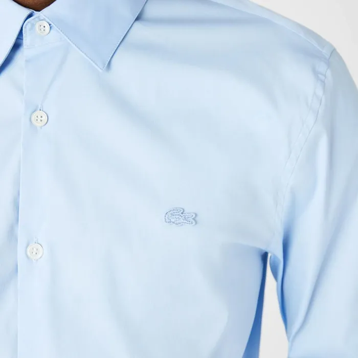 Button Down Shirts Men Lacoste Men039s Slim Fit French Collar Cotton Poplin Shirt Pastel Blue Hbp