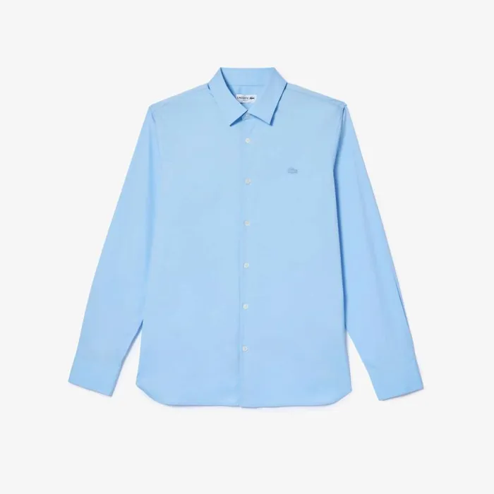 Button Down Shirts Men Lacoste Men039s Slim Fit French Collar Cotton Poplin Shirt Pastel Blue Hbp
