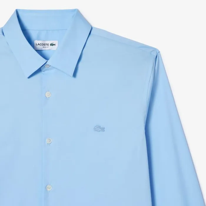 Button Down Shirts Men Lacoste Men039s Slim Fit French Collar Cotton Poplin Shirt Pastel Blue Hbp