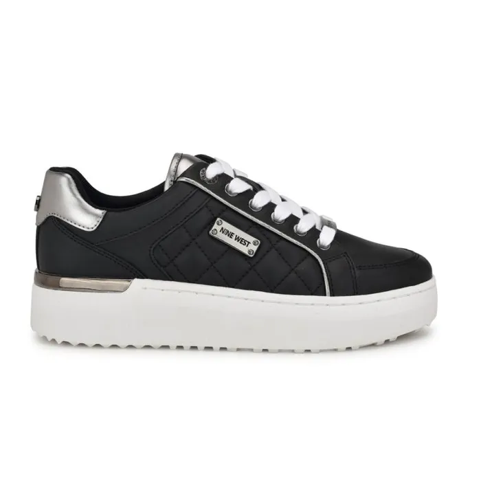 Cafee LaceUp Platform Sneakers Black Women Nine West Flats