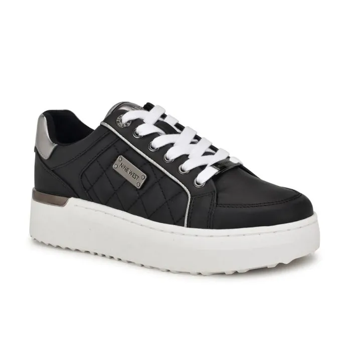 Cafee LaceUp Platform Sneakers Black Women Nine West Flats Cafee LaceUp Platform Sneakers Black Women Nine West Flats