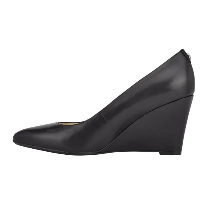 Cal 92159 Dress Wedges Black Leather Women Nine West Heels Cal 92159 Dress Wedges Black Leather Women Nine West Heels