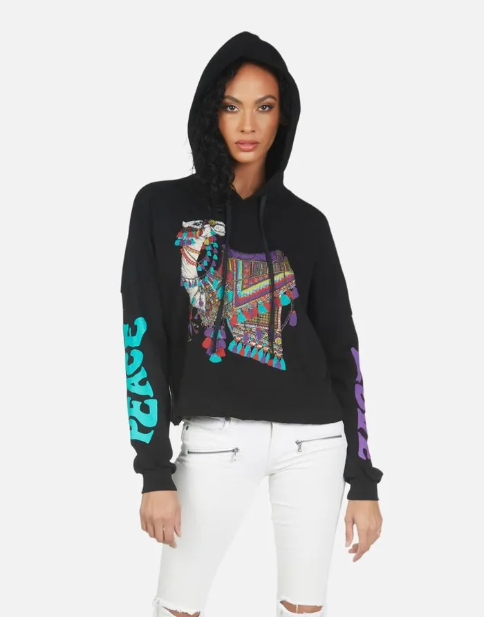 Cambry Peace Love Camel Black Women Lauren Moshi Hoodies