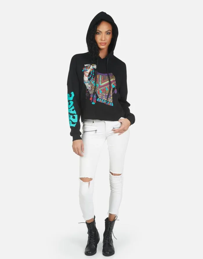 Cambry Peace Love Camel Black Women Lauren Moshi Hoodies