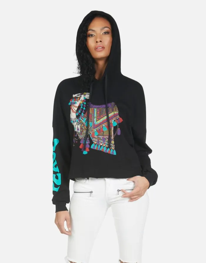 Cambry Peace Love Camel Black Women Lauren Moshi Hoodies