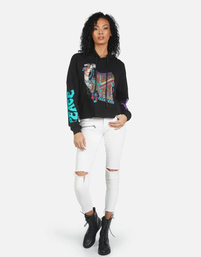 Cambry Peace Love Camel Black Women Lauren Moshi Hoodies