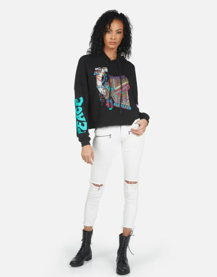 Cambry Peace Love Camel Black Women Lauren Moshi Hoodies