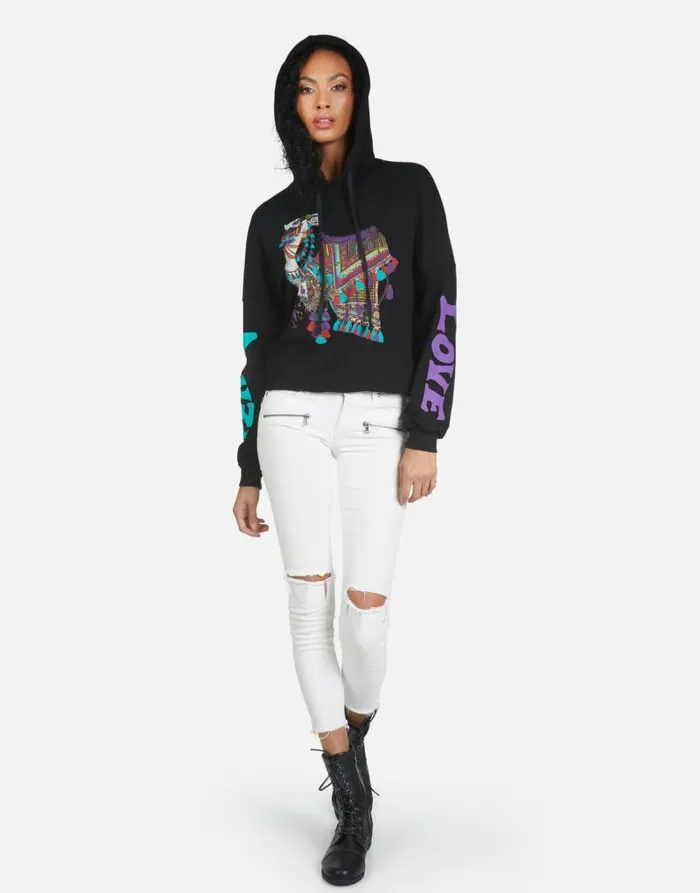Cambry Peace Love Camel Black Women Lauren Moshi Hoodies