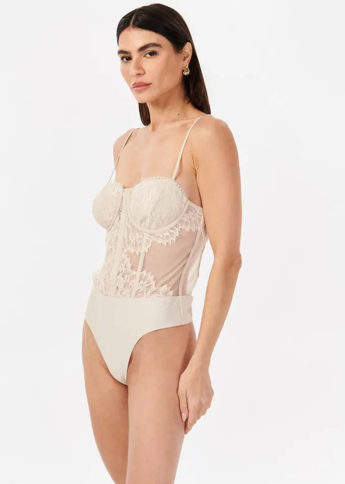 CAMI NYC Bodysuits Women Riona Corset Bodysuit Oat