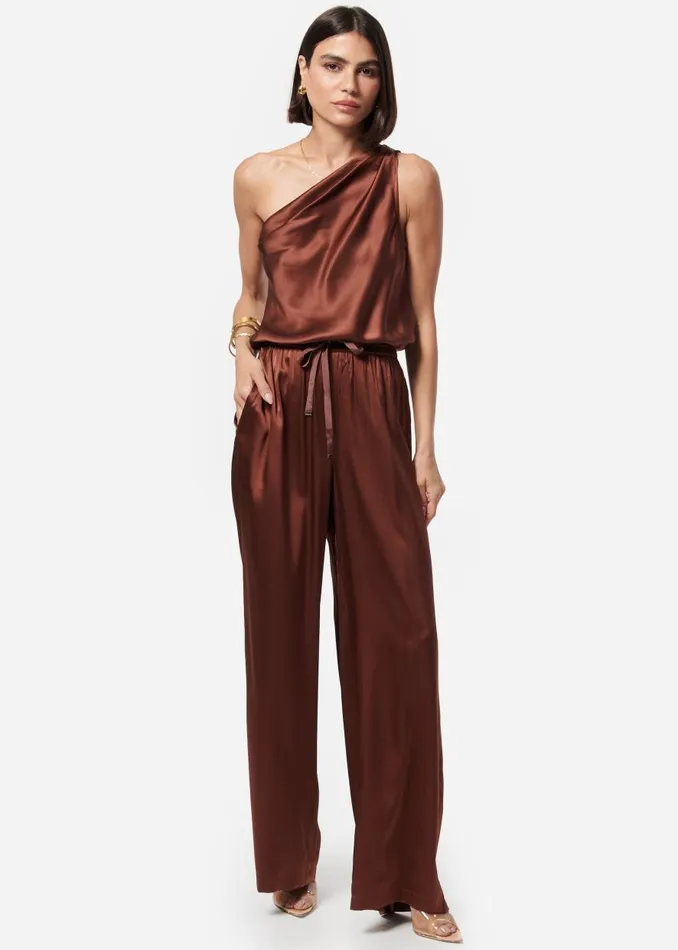 CAMI NYC Bottoms Women Sena Wide Leg Pant Coffee