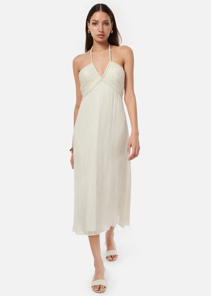 CAMI NYC Dresses Women Sonoma Metallic Chiffon Dress White