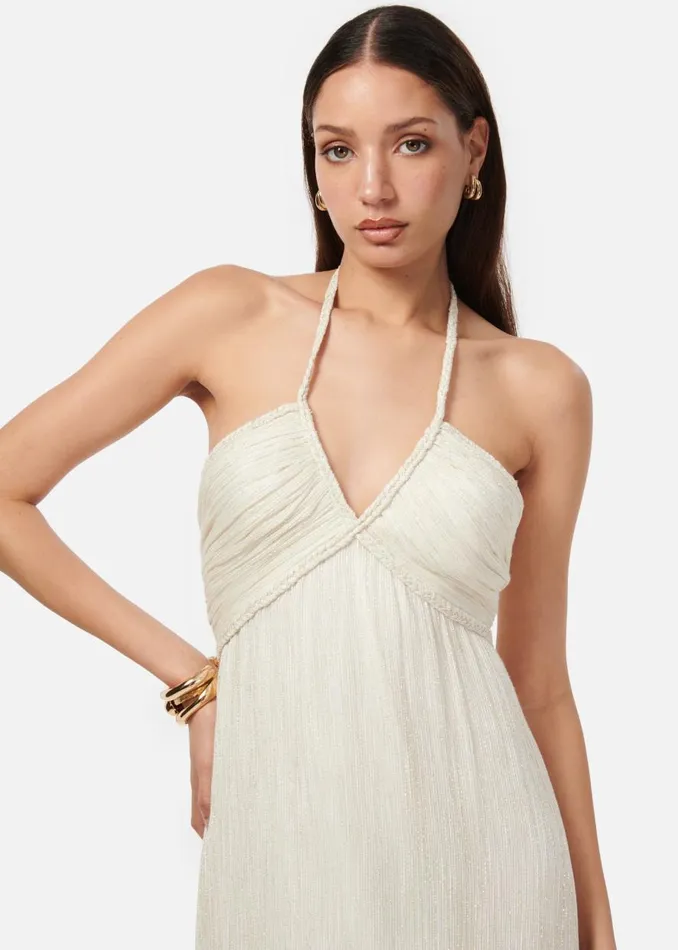 CAMI NYC Dresses Women Sonoma Metallic Chiffon Dress White