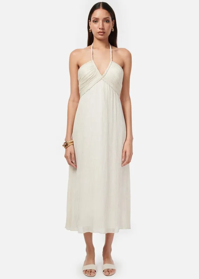 CAMI NYC Dresses Women Sonoma Metallic Chiffon Dress White