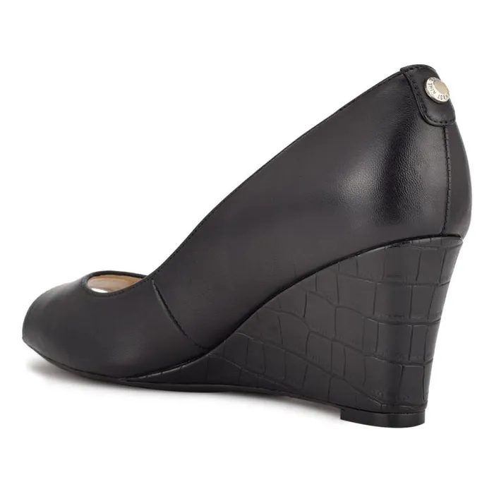 Cape 92159 Dress Wedges Black Leather Women Nine West Heels Cape 92159 Dress Wedges Black Leather Women Nine West Heels