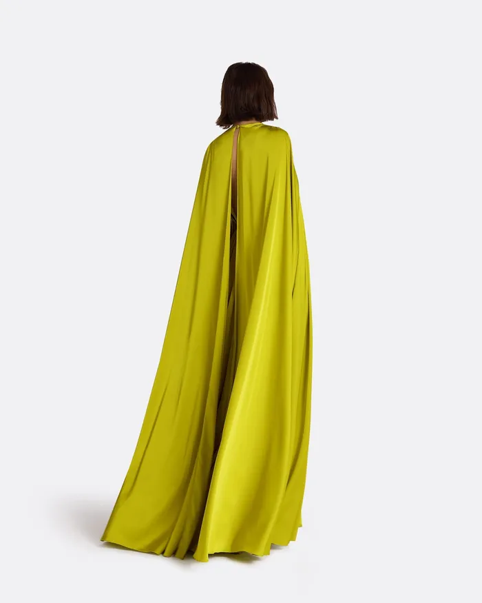 Capes and Harnesses Women Bianca Chartreuse Long Dress Chartreuse Safiyaa