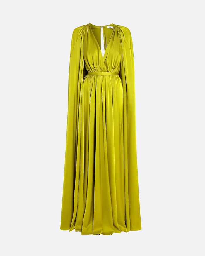 Capes and Harnesses Women Bianca Chartreuse Long Dress Chartreuse Safiyaa